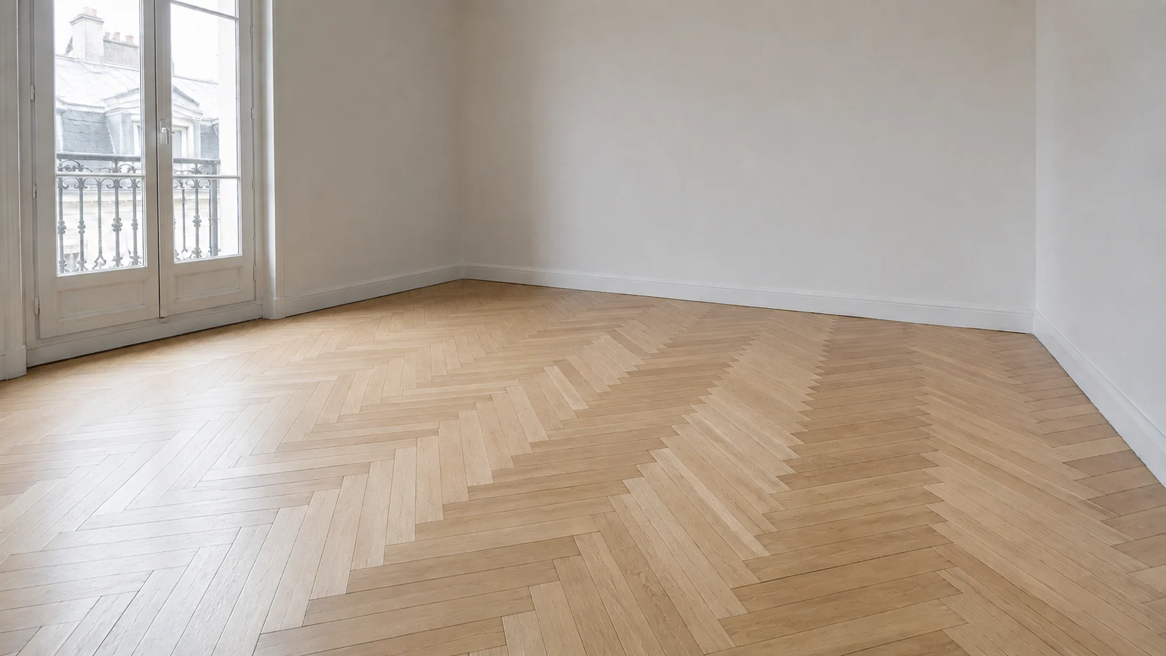 Après rénovation : parquet clair à finition mate