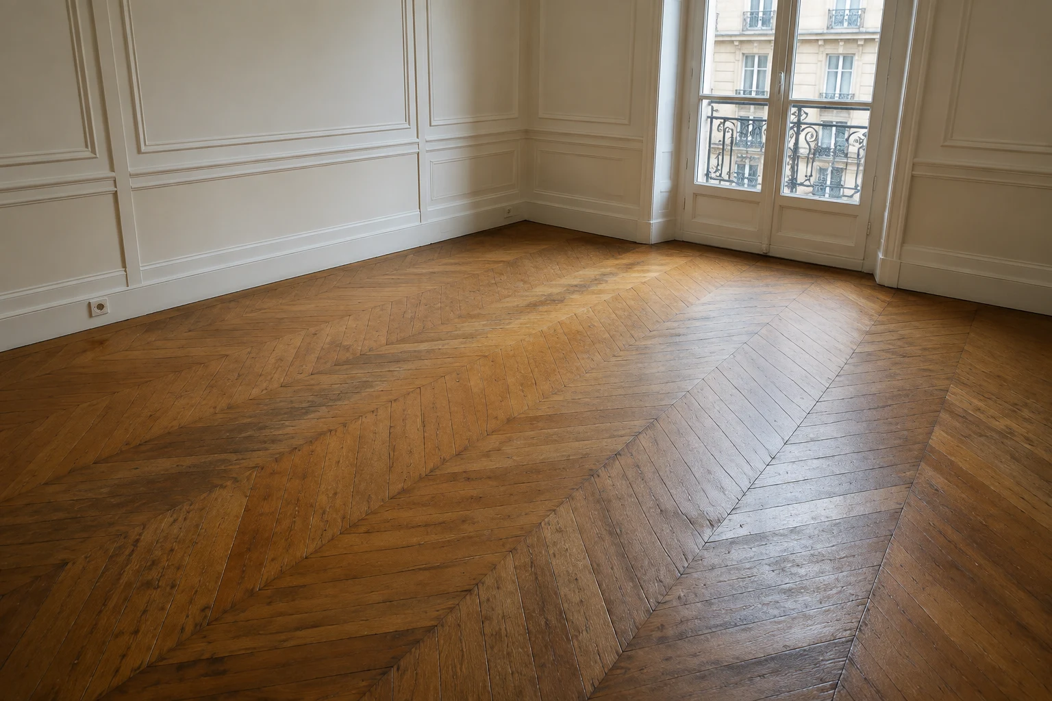 Parquet à chevrons à rénover
